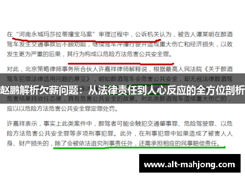 赵鹏解析欠薪问题：从法律责任到人心反应的全方位剖析